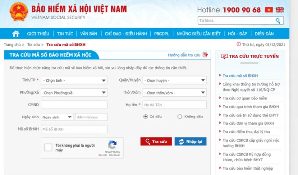  Truy cập trực tiếp địa chỉ website BHXH Việt Nam